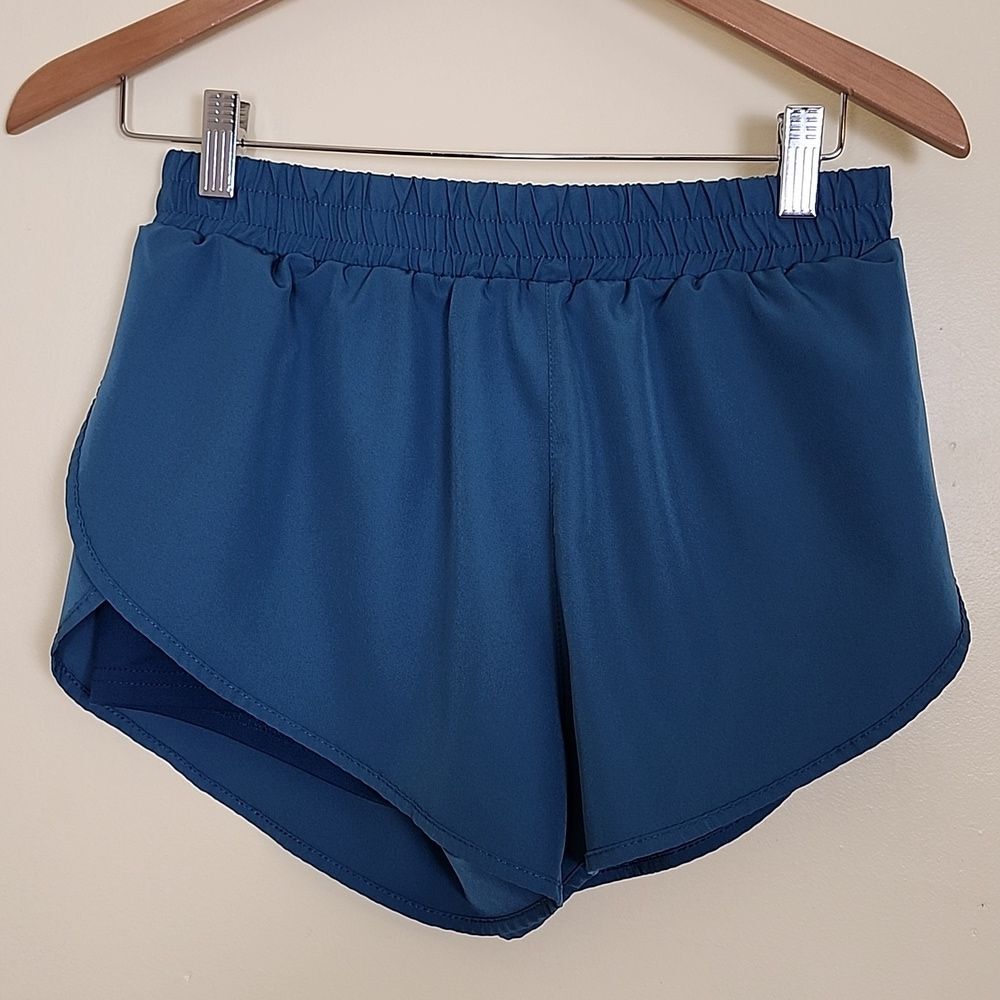 Shein Women's Blue Running Athletic Shorts with Lining, Size Medium (6)